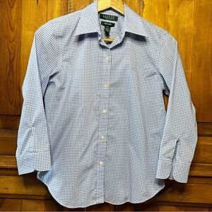 Lauren Ralph Lauren Baby Blue Gingham Shirt Women’s Petite Petite